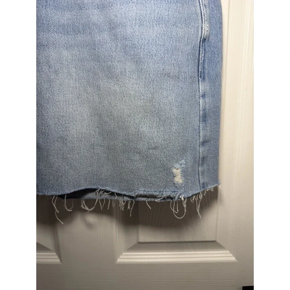 PAIGE Mader Denim Mini Skirt Size 34 Plus Size Distressed Raw Hem NWT